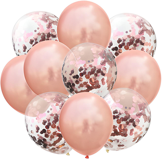 Set 10 Baloane Lodi727, Confeti, pentru Petreceri/Aniversari/Evenimente, o singura dimensiune, 2 culori, latex, rose gold