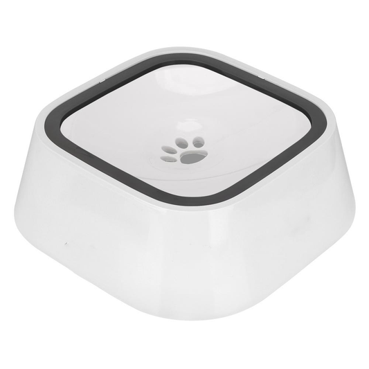 Bol Apa Anti-stropire Lodi1504, pentru caini si pisici, rama flotanta, sistem anti-alunecare, adapator, piese detasabile, capacitate 1.5 l, alb/gri