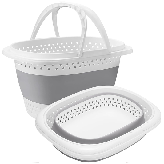 Cos de Rufe Pliabil Mic cu Manere Lodi943, organizare si depozitare, multifunctional, compact, 30 litri, 42 x 32 x 28 cm, gri