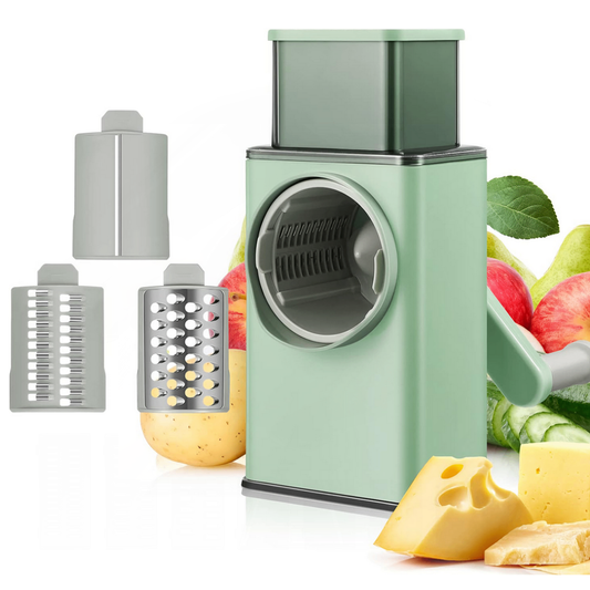 Feliator Manual Lodi1454, pentru fructe/legume/branzeturi moi, 6 lame interschimbabile, usor de utilizat, baza antialunecare cu buton de vacuum, piese detasabile, verde