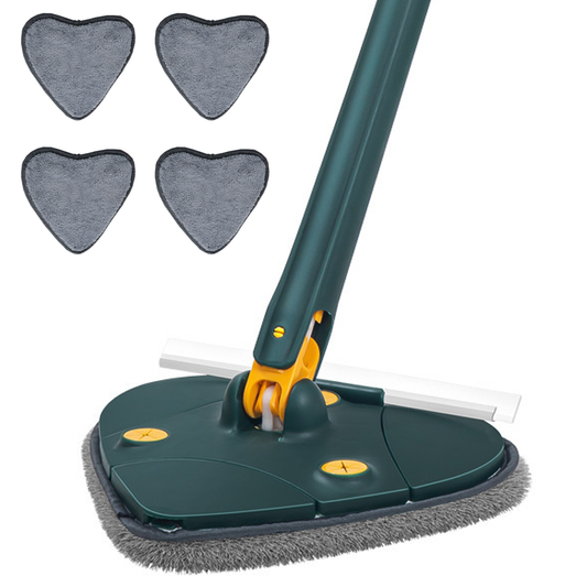 Mop cu Cap in Forma de Inima Lodi551, rotire 360 grade, telescopic, curatare usoara, 4 lavete incluse, 127 cm, verde/galben
