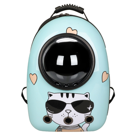 Rucsac Transport Animale Lodi25, greutate Max 7kg, hublou transparent, buzunar lateral, accesorii incluse, pentru talie mica, model Pisica, bleu
