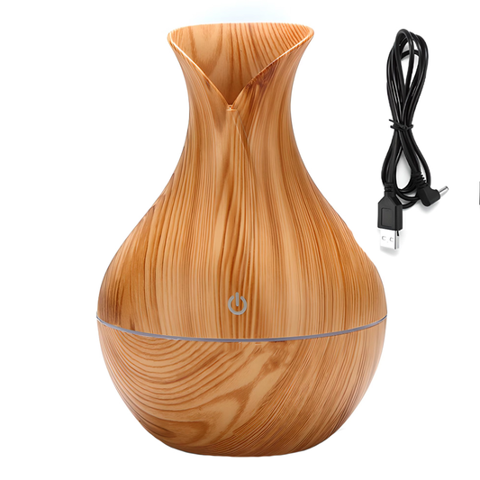 Difuzor Aromaterapie Lodi219, lumini ambientale, control tactil, capacitate 200ml, silentios, rezerva inclusa, alimentare USB, umidifica aerul, stejar deschis