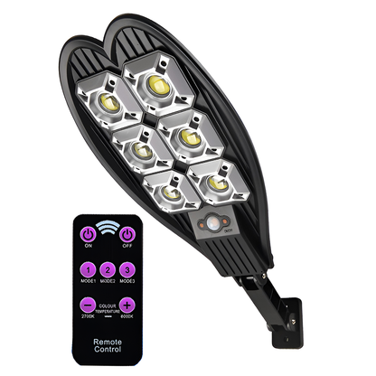 Lampa Solara Stradala 6 LED-uri Lodi866, tip bec, rotunda, control prin telecomanda, senzor de miscare, 3 moduri de iluminare, protectie IP65, Waterproof, exterior, negru
