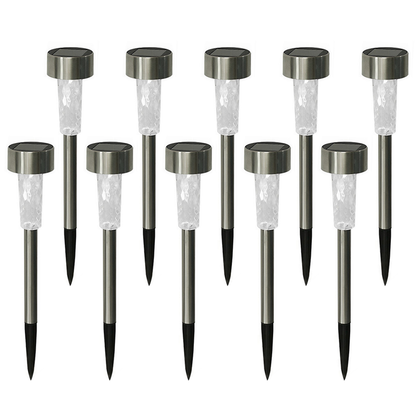 Set 10 Lampi Solare pentru Gradina Lodi1118, tehnologie LED,  pentru exterior, incarcare solara, autonomie 8 ore, tip tarus, material metal, lumina alb cald