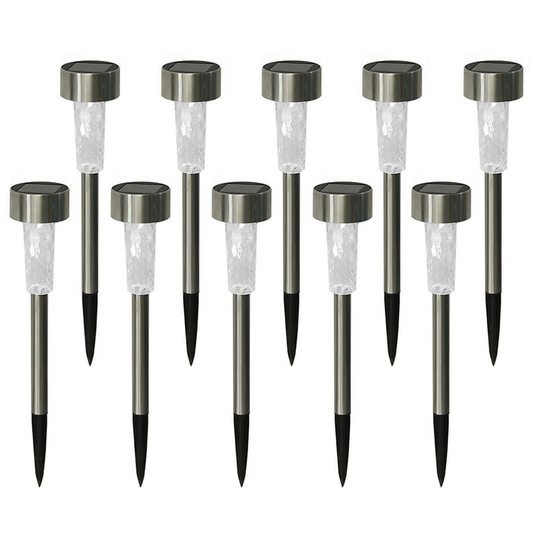 Set 10 Lampi Solare pentru Gradina Lodi1118, tehnologie LED,  pentru exterior, incarcare solara, autonomie 8 ore, tip tarus, material metal, lumina alb cald