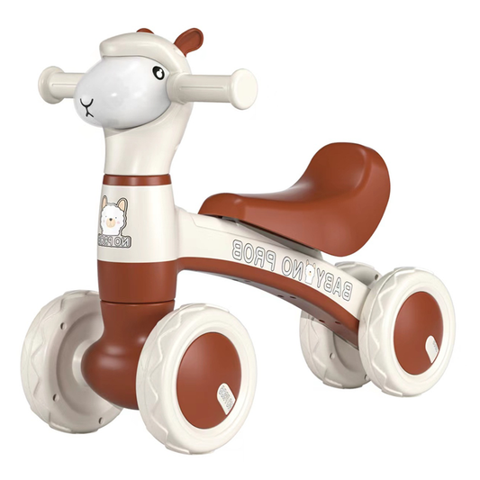 Bicicleta cu 4 Roti fara Pedale Oita Lodi1101, structura stabila, cap luminos, functie cu muzica, lansator de baloane incorporat,  80 x 58 x 51 cm, 1-3 ani,  maro