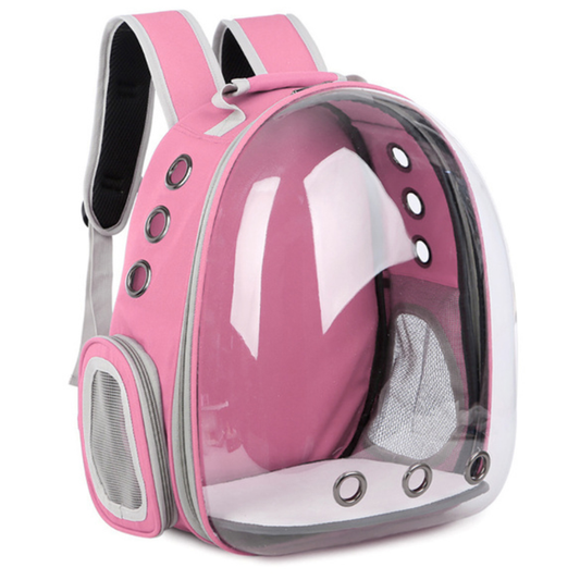 Rucsac Transport Animale Lodi373, greutate Max 7kg, hublou panoramic transparent, buzunar lateral, 2 iesiri, pentru talie mica, roz