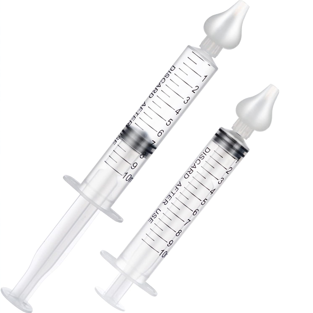 Set 2 Bucati Irigator / Dus Lavaj Nazal Lodi528, dispozitiv curatare sinusuri si decongestie nazala, cap din silicon, 10ml, transparent
