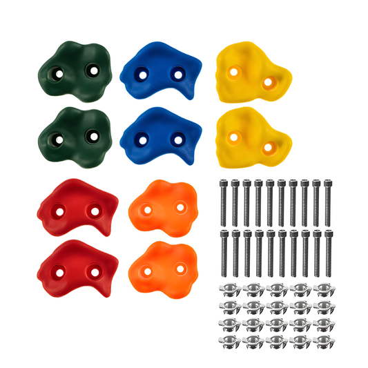 Set 10 Pietre pentru Catarat Lodi1266, pentru perete, materiale calitative, sigure, anti-alunecare, margini rotunjite, interior/exterior, sistem de prindere inclus cu imbus M8x55, multicolore