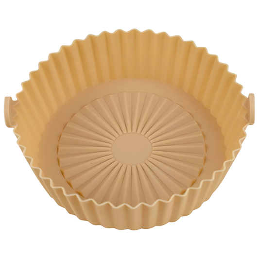 Tava de Copt Rotunda Lodi1308, pentru friteuza/cuptor/microunde, antiaderenta, rezistenta la temperaturi inalte, 21 x 17 cm,bej