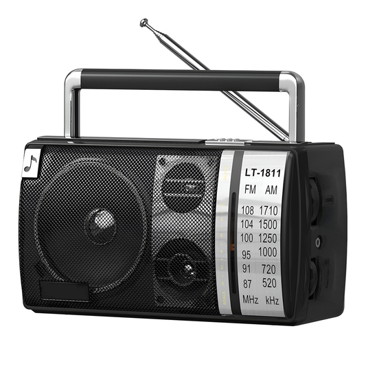 Radio Portabil Lodi1263, FM/AM, mod dual de alimentare, baterii/la priza, receptie ridicata ce prinde posturi regionale/la sate, port jack 3.5 mm, negru