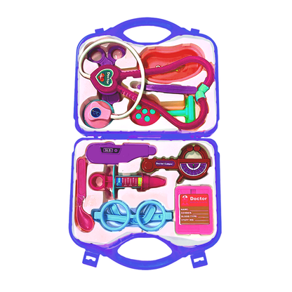 Set Trusa Medicala Asistenta Doctor Lodi479, joc de rol, 11 accesorii si cutie penntru depozitare, 37.5 x 21 cm, albastru