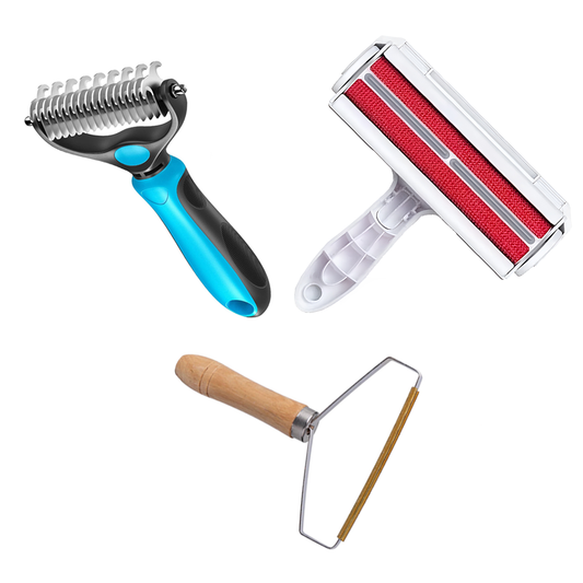 Kit pentru Ingrijire Animale Standard Lodi1010, 3 accesorii, perie cu zimti, perie pentru scame, perie de lemn, usor de utilizat, durabile, calitative