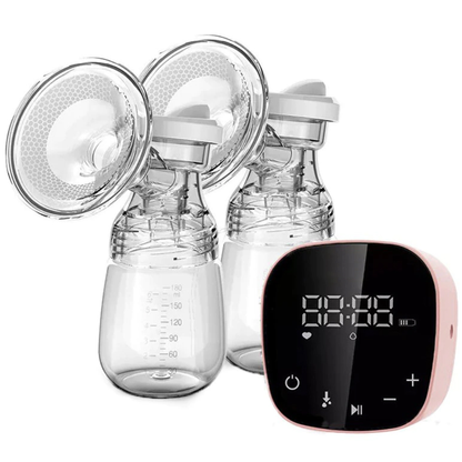 Pompa de San Electrica Dubla Lodi35, 3 functii, 9 niveluri de intensitate, 2 biberoane, masaj, stimulare, suctiune, afisaj digital, touch screen, capacitate 300ml, roz