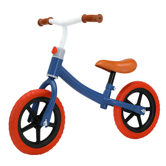 Bicicleta fara Pedale Lodi1117, inaltime reglabila, manere anti-alunecare, sa confortabila waterproof, roti de 12 inch, cauciuc rezistent, 2-5 ani, albastru/rosu