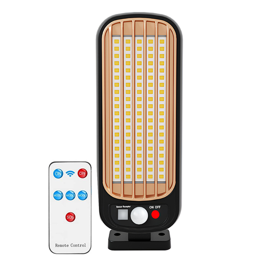 Lampa Solara Stradala 50 LED-uri Lodi884, control prin telecomanda, senzor de miscare, 3 moduri de iluminare, protectie IP65, Waterproof, exterior, negru