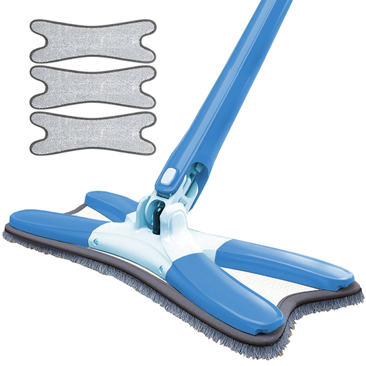 Mop cu Cap in Forma de X Lodi1148, rotire 360 grade, telescopic, curatare usoara, 3 lavete incluse, 123 cm, albastru deschis