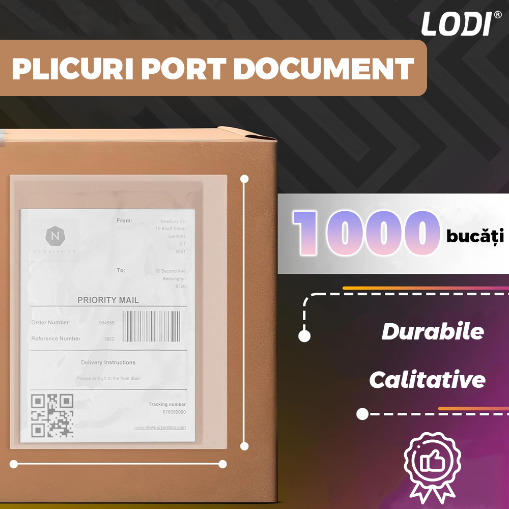 Set 1000 de Bucati Plicuri Port Document Lodi1516, C5, autoadezive, transparente, pentru AWB, organizare, sortare, documente, anunturi, waterproof, 240 x 180 mm
