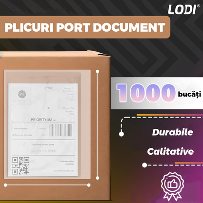 Set 1000 de Bucati Plicuri Port Document Lodi1516, C5, autoadezive, transparente, pentru AWB, organizare, sortare, documente, anunturi, waterproof, 240 x 180 mm