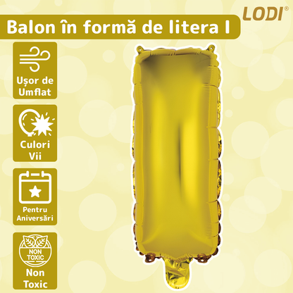 Balon in Forma de Litera I Lodi1057, metalizat, pentru Petreceri/Aniversari/Evenimente,rezistent, folie, auriu, 40 cm