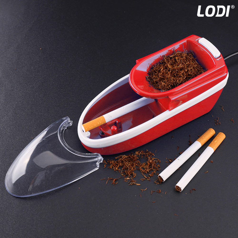 Aparat Electric de Facut Tigari Lodi276, injector tutun, ergonomic, dimensiune standard, adaptor inclus, rosu