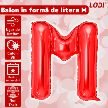 Balon in Forma de Litera M Lodi1476, metalizat, pentru Petreceri/Aniversari/Evenimente, rezistent, folie, rosu, 40 cm