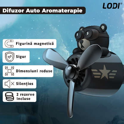 Difuzor Auto Aromaterapie Lodi337 car pilot bear, kit odorizant, 2 arome cu extracte naturale incluse