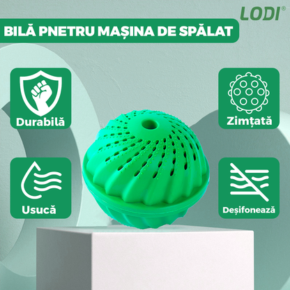 Bila pentru Masina de Spalat si Uscator Lodi997, reduce timpul de uscare al hainelor, previne mirosurile neplacute si depunerile de calcar, ajuta impotriva sifonarii si incurcarii hainelor, previne incarcarea statica, compacta, reutilizabila, verde