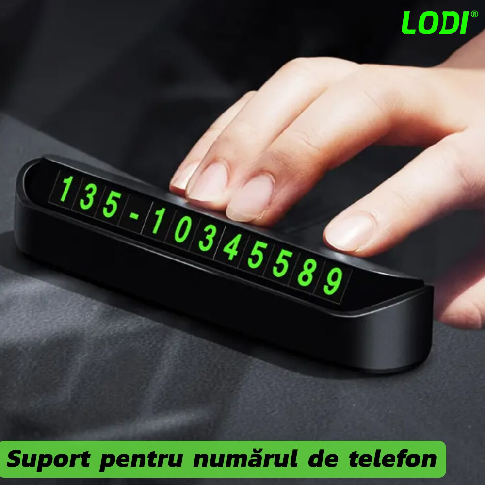 Suport Auto pentru Numarul de Telefon Lodi38, stickere magnetice, adeziv puternic, dimensiuni reduse, negru