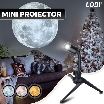 Mini Proiector Lodi1452, proiecție Luna/Pamant, trepied stabil si ajustabil, rotire 360 de grade, lentila HD, luminozitate ridicata, conectivitate USB, negru