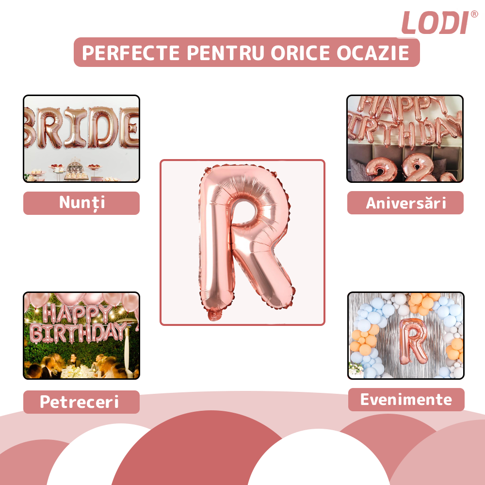 Balon in Forma de Litera R Lodi1473, metalizat, pentru Petreceri/Aniversari/Evenimente, rezistent, folie, rose gold, 40 cm
