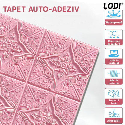 Set 10x Tapet 3D Lodi799, suprafata acoperire 4.9 mp, autoadeziv, Model Floral Diamant, perete/tavan, waterproof, usor de montat, design modern, 70x70 cm, roz