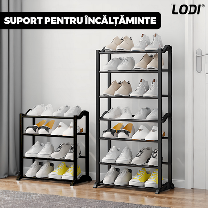 Pantofar tip Raft Lodi1126, pentru incaltaminte, 10 niveluri, capacitate mare, structura stabila, tevi din metal, 100 x 60 cm, negru