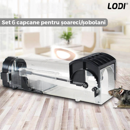 Set 6 Capcane pentru Soareci si Sobolani Lodi679, tip tunel, cursa inteligenta, interior/exterior, negru