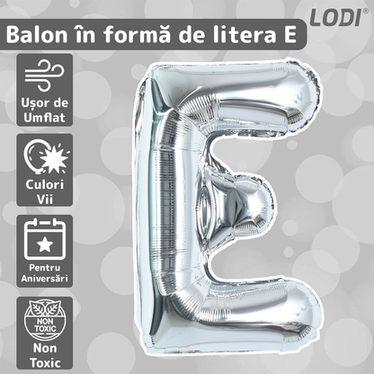 Balon in Forma de Litera E Lodi1022, metalizat, pentru Petreceri/Aniversari/Evenimente,rezistent, folie, argintiu, 40 cm