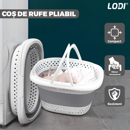 Cos de Rufe Pliabil cu Manere Lodi668, organizare si depozitare, multifunctional, compact, 42 litri, 50 x 38 x 29 cm, gri