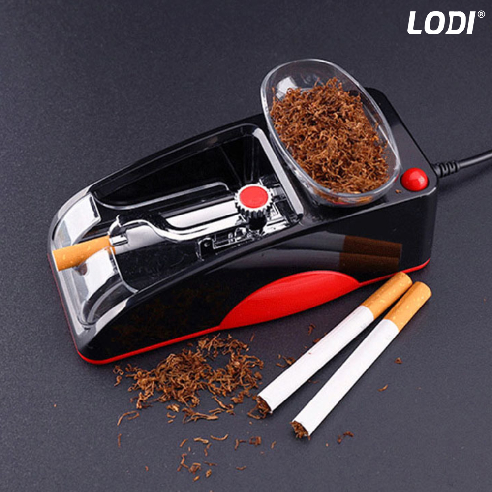 Aparat Electric de Facut Tigari Lodi273, injector tutun, dimensiune standard, ergonomic, adaptor inclus, rosu/negru