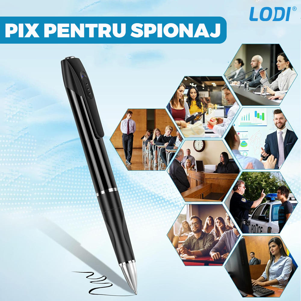 Pix Spion cu Camera 1080 Full HD Lodi474, inregistrare audio video, foto, aparat spion cu camera ascunsa, capacitate de stocare 64 gb, negru