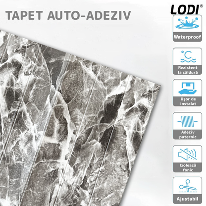 Set Tapet Panou 3D Lodi98, Model Marmura, suprafata acoperire 4.9 mp, autoadeziv, waterproof, usor de montat, design modern, 70x70 cm, gri