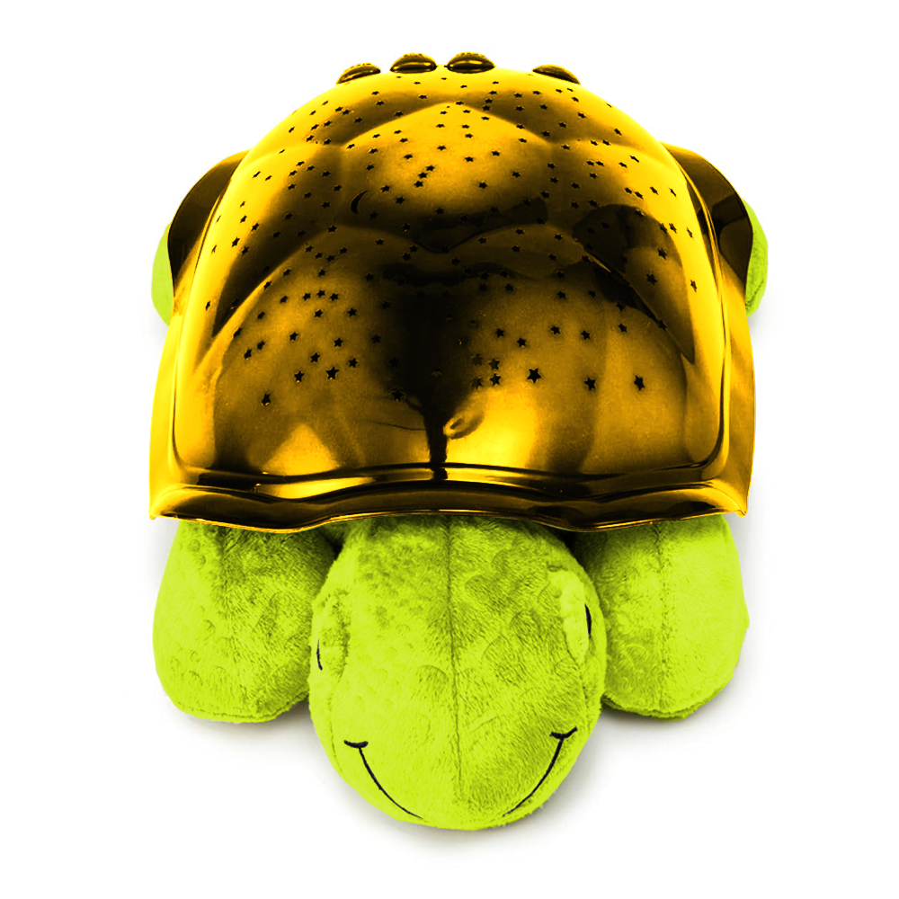 Lampa de Veghe Testoasa Lodi1431, proiector de lumini, 8 constelatii, lumina RBG, 2 cantece de adormit copiii, pufoasa si moale, mod inchidere automata, verde/galben