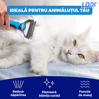 Perie par Caini, Pisici, Animale, Lodi430, tesala si perie trimmer 2 in 1, anti-naparlire, descalcire blana, pentru tuns par scurt si lung, L