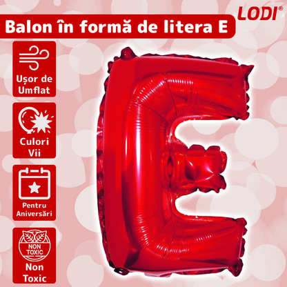 Balon in Forma de Litera E Lodi1477, metalizat, pentru Petreceri/Aniversari/Evenimente, rezistent, folie, rosu, 40 cm