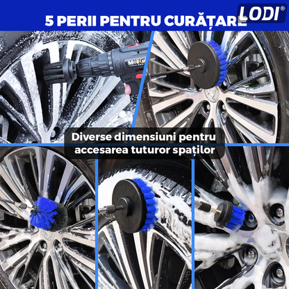 Set Premium 26 Piese Detailing Auto Lodi677, curatare masina Interior-exterior, 5 pensule detaliu, burete aplicator, laveta microfibra, perii aer conditionat, perii de zimtate, manusa microfibra fata-verso, albastru
