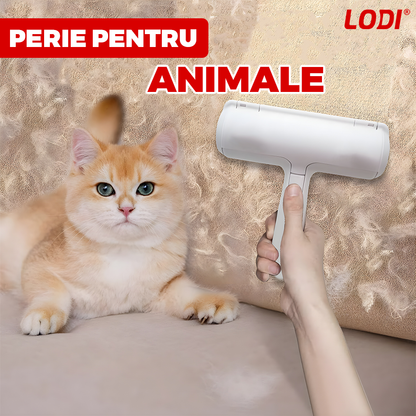 Perie Curatare Par Lodi1519, reutilizabila, universala, pentru orice suprafata inclusiv hainele, curata parul de animale si scamele, compartiment de depozitare a parului, rosu
