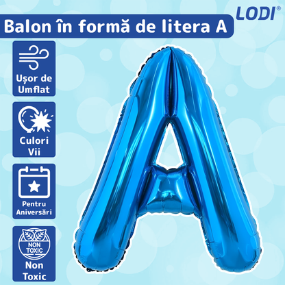 Balon in Forma de Litera A Lodi1021, metalizat, pentru Petreceri/Aniversari/Evenimente,rezistent, folie, albastru, 40 cm