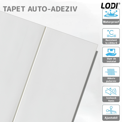 Set 10x Tapet 3D Lodi832, suprafata acoperire 4.9 mp, autoadeziv, Model Placa Dubla, perete/tavan, waterproof, usor de montat, design modern, 70x77 cm, alb