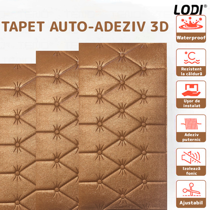 Set Tapet 3D Lodi390, suprafata acoperire 2.45 mp, autoadeziv, waterproof, design modern, usor de montat, 70x35 cm, maro