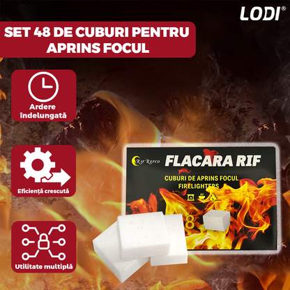 Set Cuburi pentru Aprins Focul Lodi, pastile aprinzatoare, timp indelungat de ardere, incalzire centrala, seminee, sobe, camping, drumetii