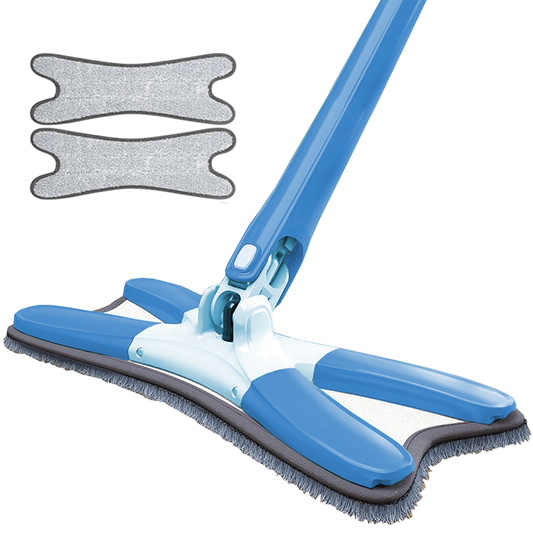 Mop cu Cap in Forma de X Lodi1149, rotire 360 grade, telescopic, curatare usoara, 2 lavete incluse, 123 cm, albastru deschis